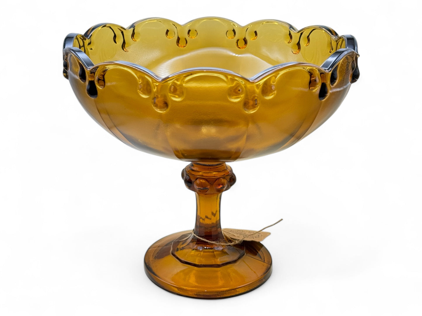 8" Amber Vintage Glass Candle