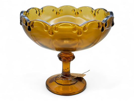 8" Amber Vintage Glass Candle