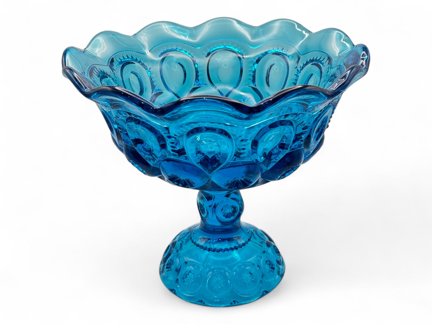 7" Blue Vintage Glass Candle