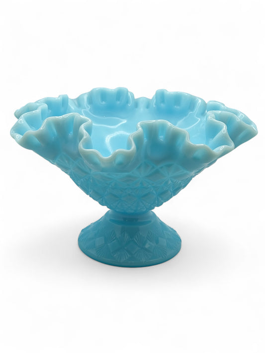 6" Tiffany Blue Vintage Glass Candle